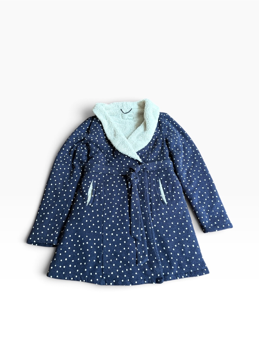 ANTHROPOLOGIE SATURDAY SUNDAY BRAND POLKA DOT ROBE FAUX SHERPA MEDIUM